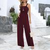 Summer Sleeveless Jumpsuits for Women High Waist Wide Leg Pants Romper with Pockets Square Neck One Piece Loose Overalls