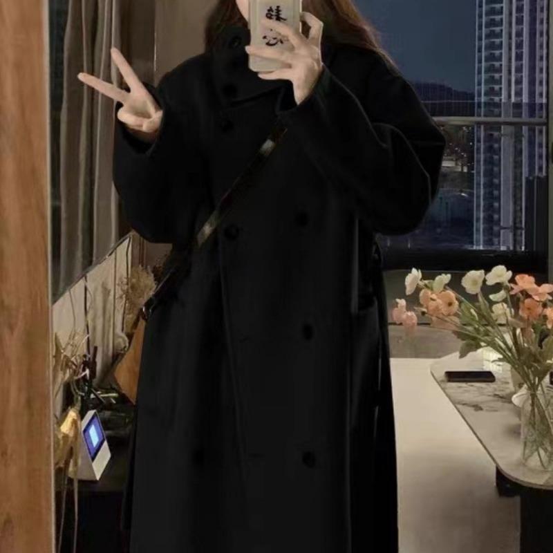 Шерстяное пальто в стиле Хепберн для женщин, осень-зима, новый стиль, небольшое шерстяное пальто средней длины в корейском стиле