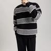 Autumn and Winter New Round Neck Sweater Men's Clothing Casual Sweater Loose Stripe Trendy Cotton Knitwear