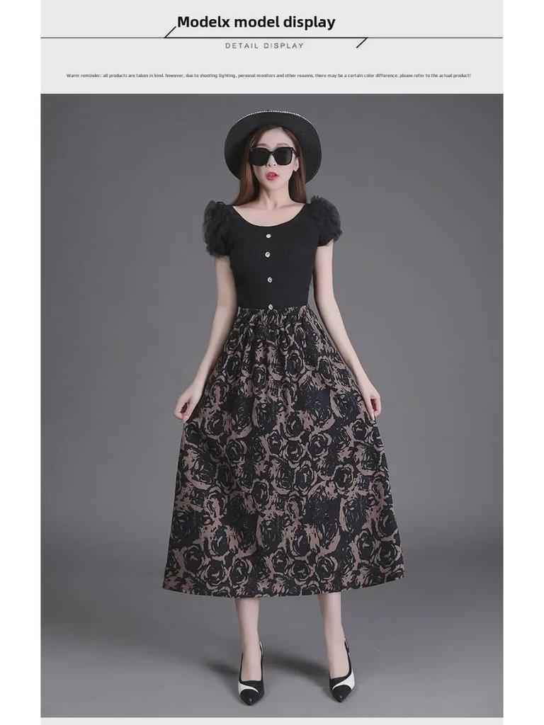 Женская богемная миди-юбка А-силуэта с цветочным принтом из хлопка и льна