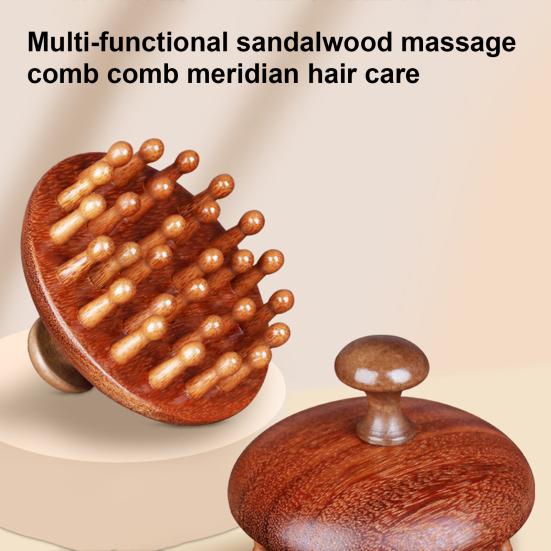 Массажная расческа для кожи головы из сандалового дерева с эргономичной ручкой, круглыми зубцами, антистатическая для роста волос, для мужчин и женщин, деревянная массажная щетка для головы