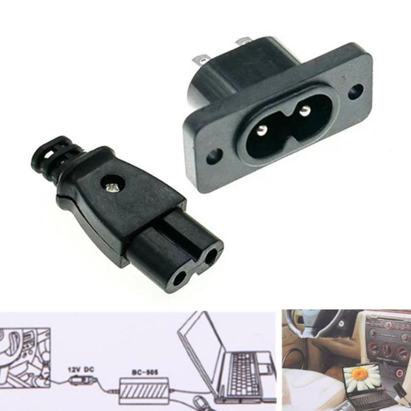 Прочные 8-образные разъемы C8 Адаптер штекера для монтажа на панель для удобного управления питанием AC250V 2.5A 2-контактный штекер