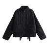 Autumn and Winter Stand Up Collar Women's Solid Color Casual Loose Pocket Decoration Long Sleeved Jacket