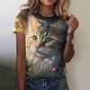 Fashion Womens T-shirt 3D Cats Print Tees Tops Harujuku Animal T Shirt Female Clothing Oversized Summer Top 2024 Women's T-shirt