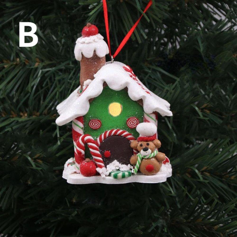 Creative Small House Pendant Snowman Xmas Tree Decorantions Hanging Ornament New Year Gift