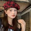 Японский клетчатый берет шляпа красный ретро шляпа художника винтажный Y2k берет шляпа женский