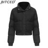 BITCED Autumn/Winter Women's Short-Length Cotton Coat Long-Sleeved High-Neck Thermal Jacket Loose-Fit Casual Cotton Jacket Puffer Coat