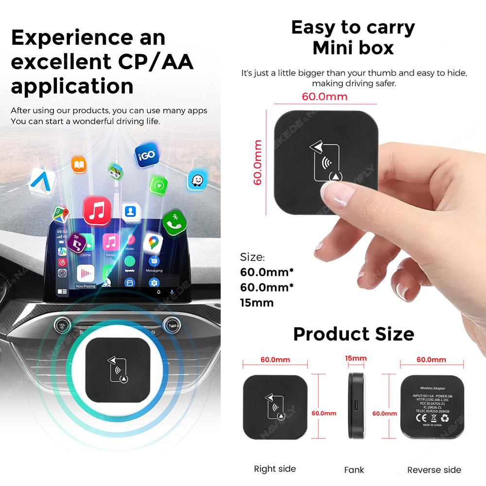 MINI Ai Box 2 в 1 беспроводной автомобильный адаптер Carplay Android Auto WiFi BT5.0 Plug and Play автоматическое распознавание для универсального автомобиля