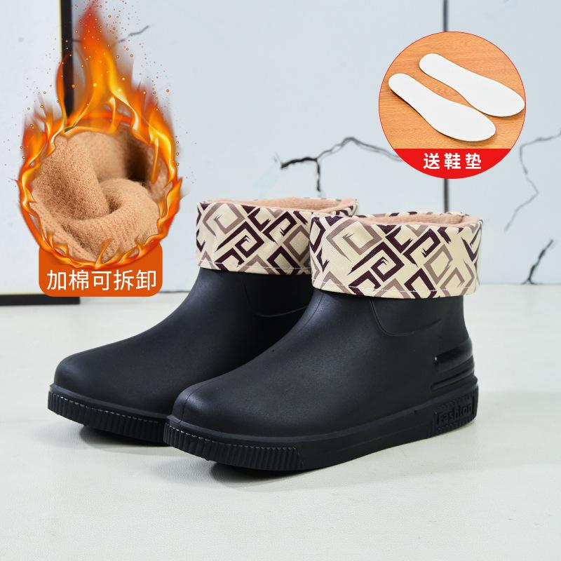 Хиты продаж низкие резиновые сапоги женская модная обувь для воды новые нескользящие резиновые сапоги взрослые теплые резиновые сапоги