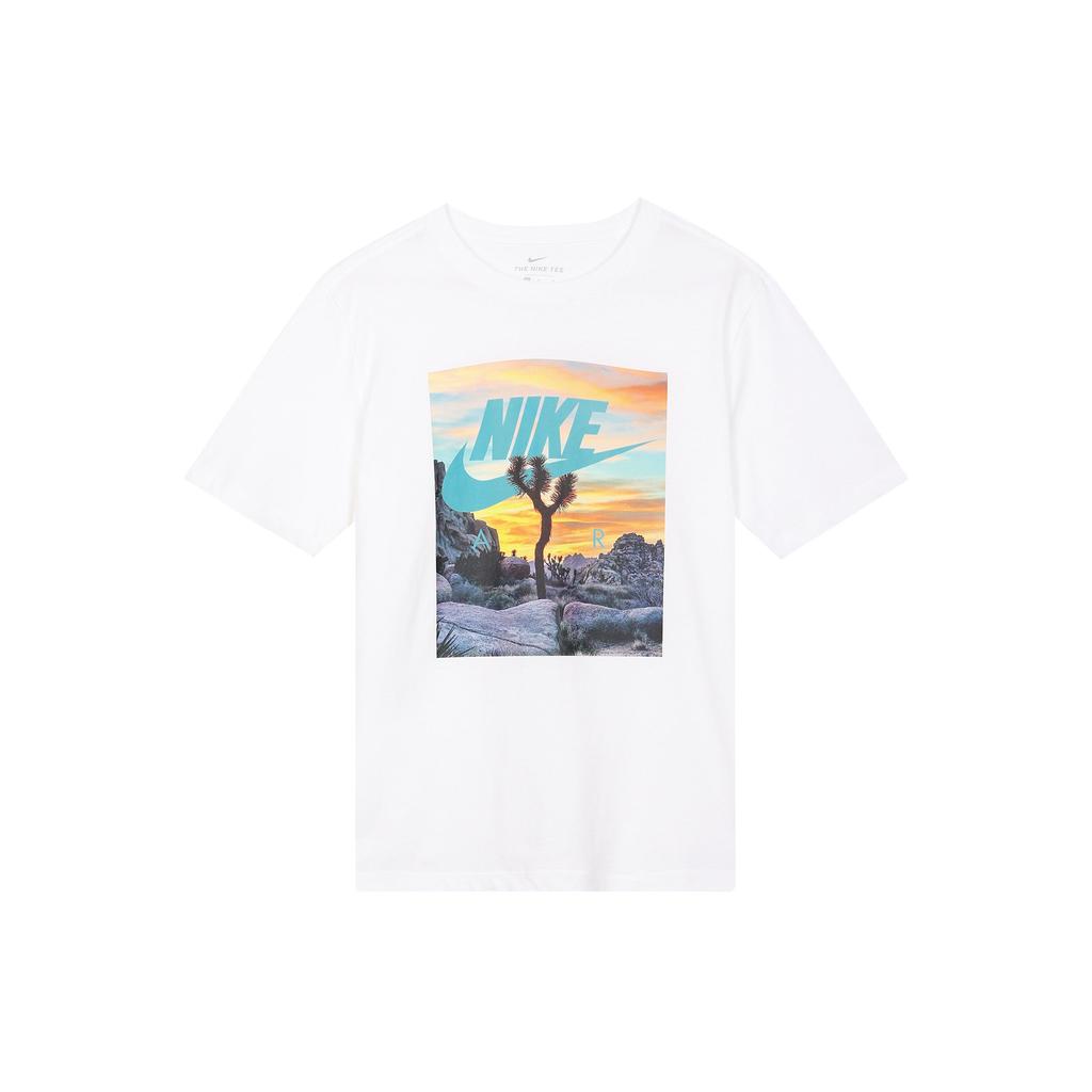 Nike Sunset Print Graphic Crew Neck T-Shirt Men Tops White CT6885-100