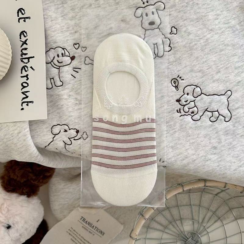 Женские весенне-летние новые носки в тонкую полоску из чистого хлопка, дышащие, на каждый день, нескользящие, невидимые с мелким вырезом