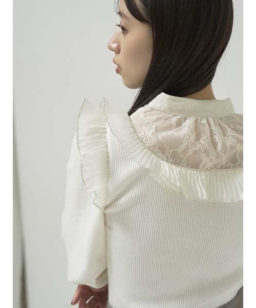 Snidel Пуловер из трикотажа с плиссированным воротником SWNT245231 Белый Женский