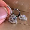 Exquisite Fashion Heart Cubic Zirconia Earrings Lovely Silver Color Dangle Earring for Women Wedding Party Jewelry