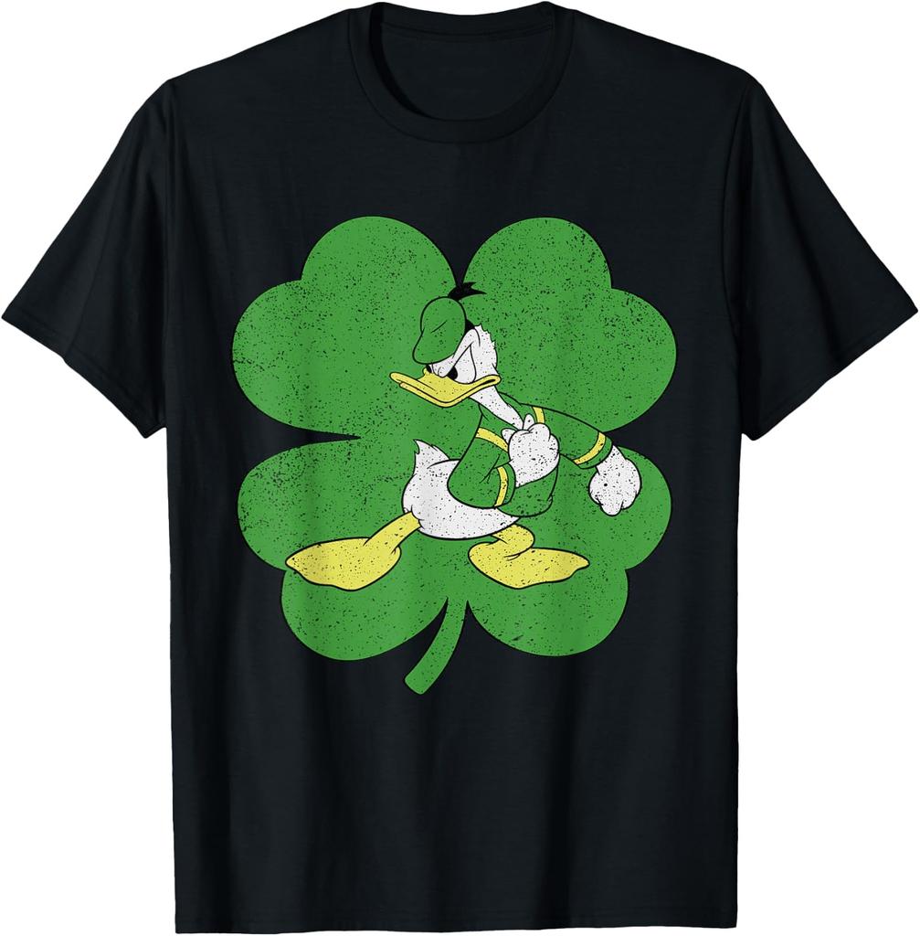 Fashion Casual Donald Duck 4-Leaf Clover Retro St. Patrick's Day T-Shirt Unisex