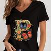 Women Tshirts AZ 26 Alphabet Flower Vintage Design Premium Tshirt Vintage Butterfly Flower 26 English Alphabet Summer Tshirt