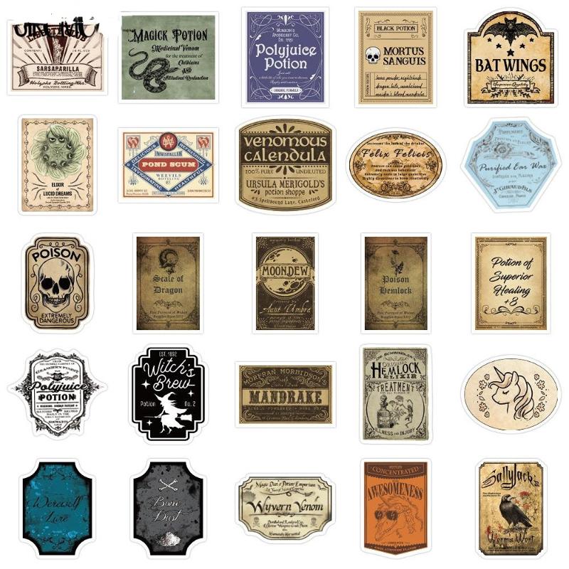 50Pcs Cartoon Potion Label Graffiti Stickers DIY Toy Fridge Guitar Laptop Motorcycle Skateboard Decals Graffiti Sticker