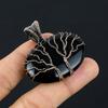 Double Tree Of Life Black Onyx Gemstone Copper Wire Wrap Handmade Pendant Jewelry For Gift