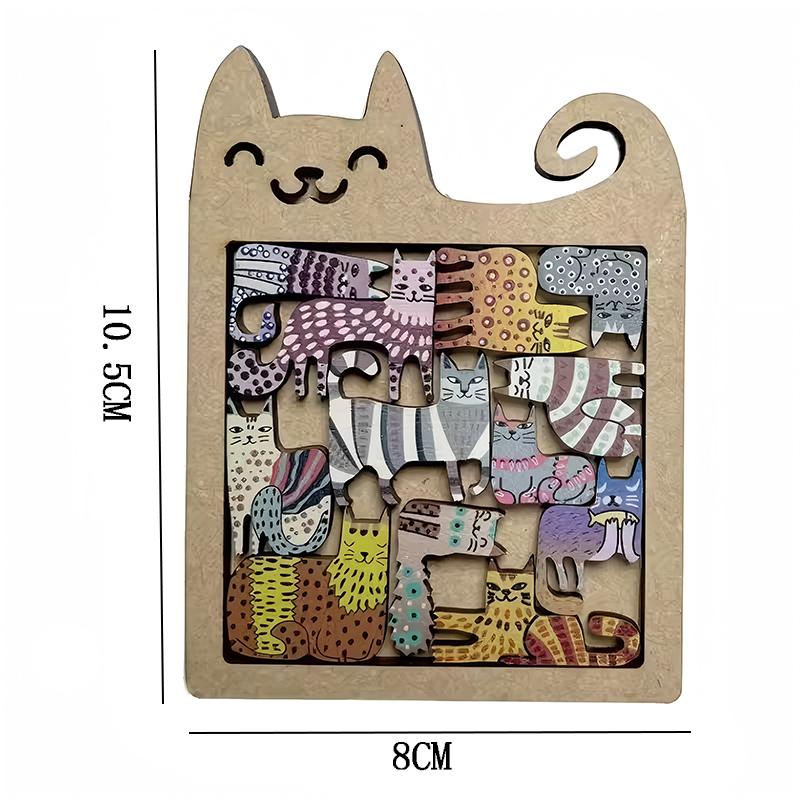 Unique Cat Shaped Wooden Puzzle Irregular Difficult Brain Teaser Educational Toys Creative Ideal Gift for Teens Boys Girls