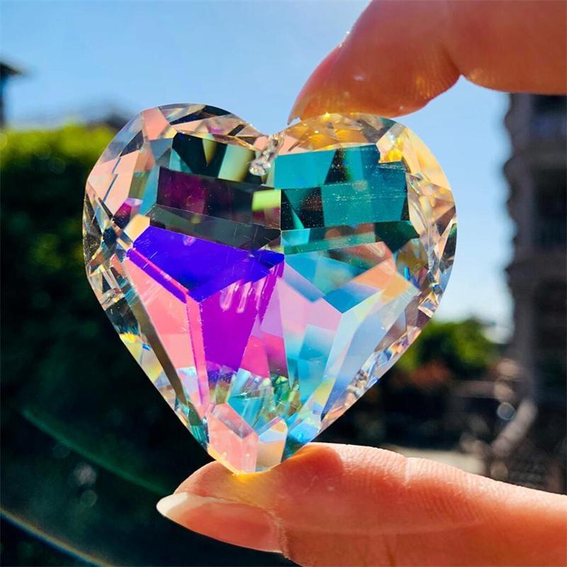 1 шт., хрустальный кулон в форме сердца, автомобильные подвески, люстра, орнамент, освещение, подвеска, аксессуары для рукоделия, хрустальное сердце, призма, ловец солнца, украшение