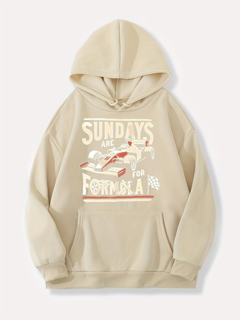 Racing - Themed Print Hooded Sweatshirt, S - Slogan - Style Hooded Sweatshirt, Retro Racing - Element Hooded Sweatshirt