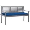 Day and Night - Day and Night 3-seater Garden Bench In Gray Eucalyptus Wood and 150 Cm Cushion
