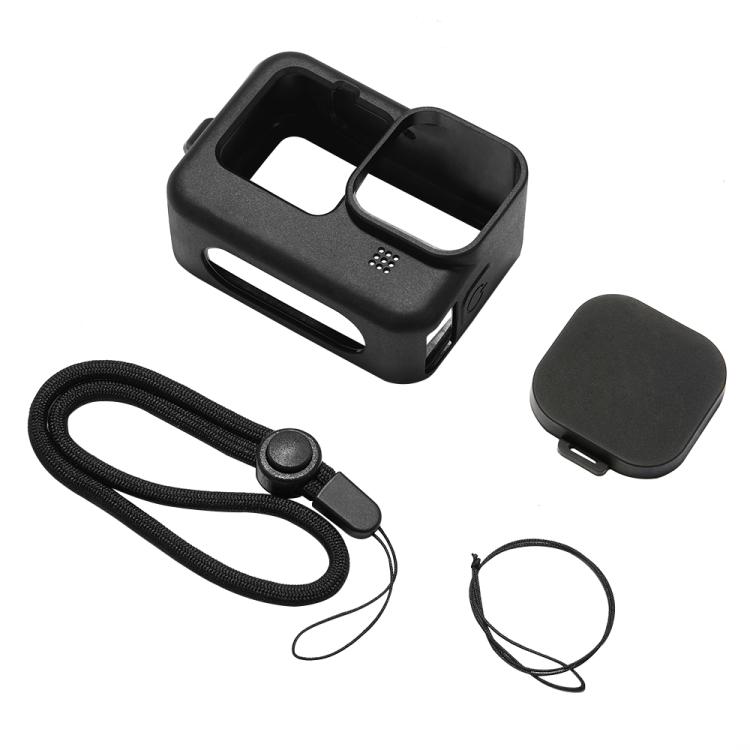 PULUZ для GoPro HERO12 черный/11 черный/10 черный/9 черный силиконовый защитный чехол с ремешком на запястье и крышкой для объектива