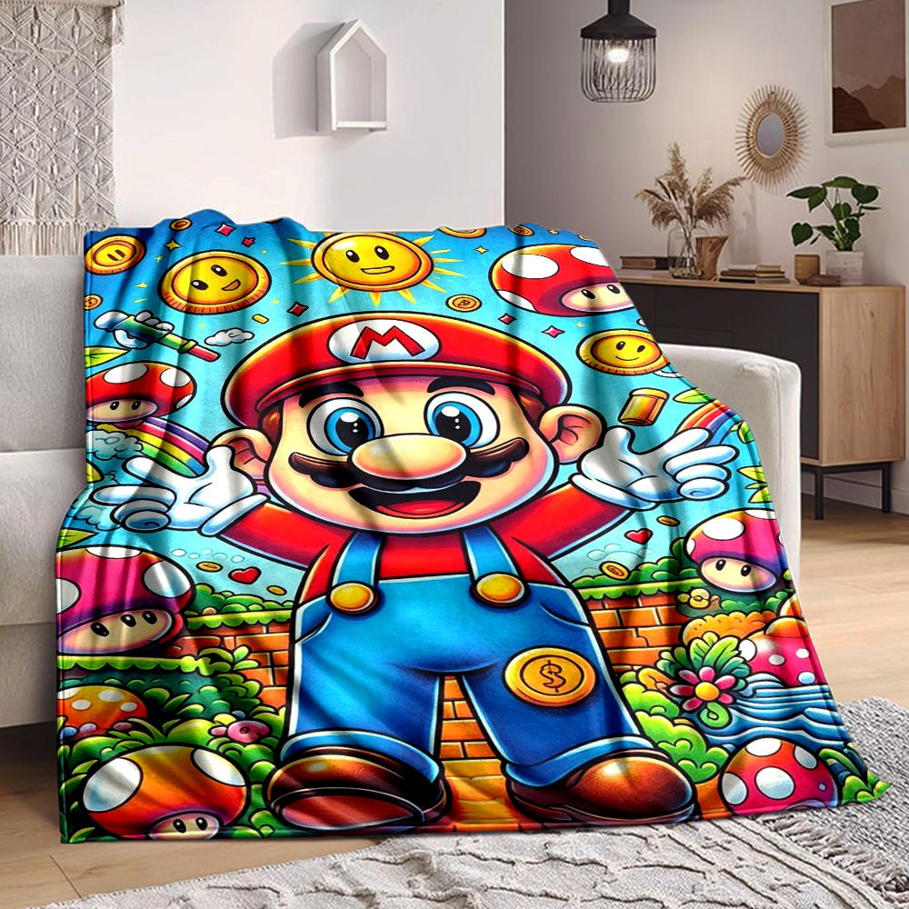 1Pc Super Mario Adventure Blanket Soft And Comfortable Casual Warm Camping Travel Christmas Halloween Xmas Gift M928784