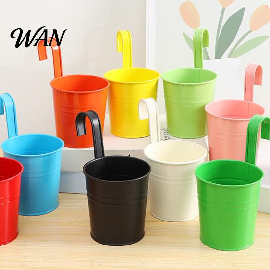 Space-saving Planter Metal Hanging Flower Pot with Drain Hole Detachable Indoor Hook Railing Plant for Balcony Garden Fence Multi-use Container
