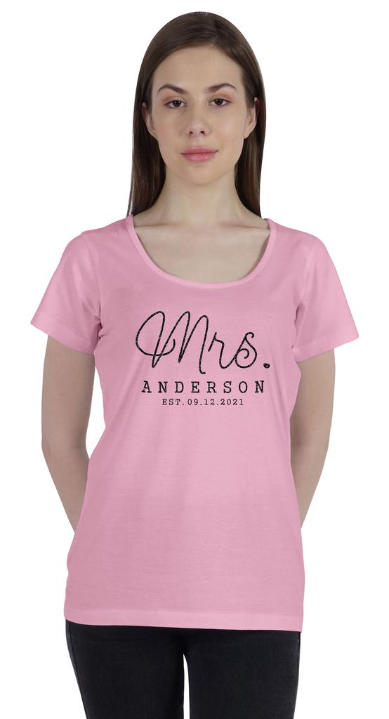 Inkdotpot Персонализированная женская футболка-топ Mrs Wedding Announcement Shirt-2S