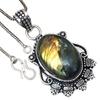 Pendant Shiney Labradorite Gemstone Valentine'Day Gifted Silver Jewelry 2.25"