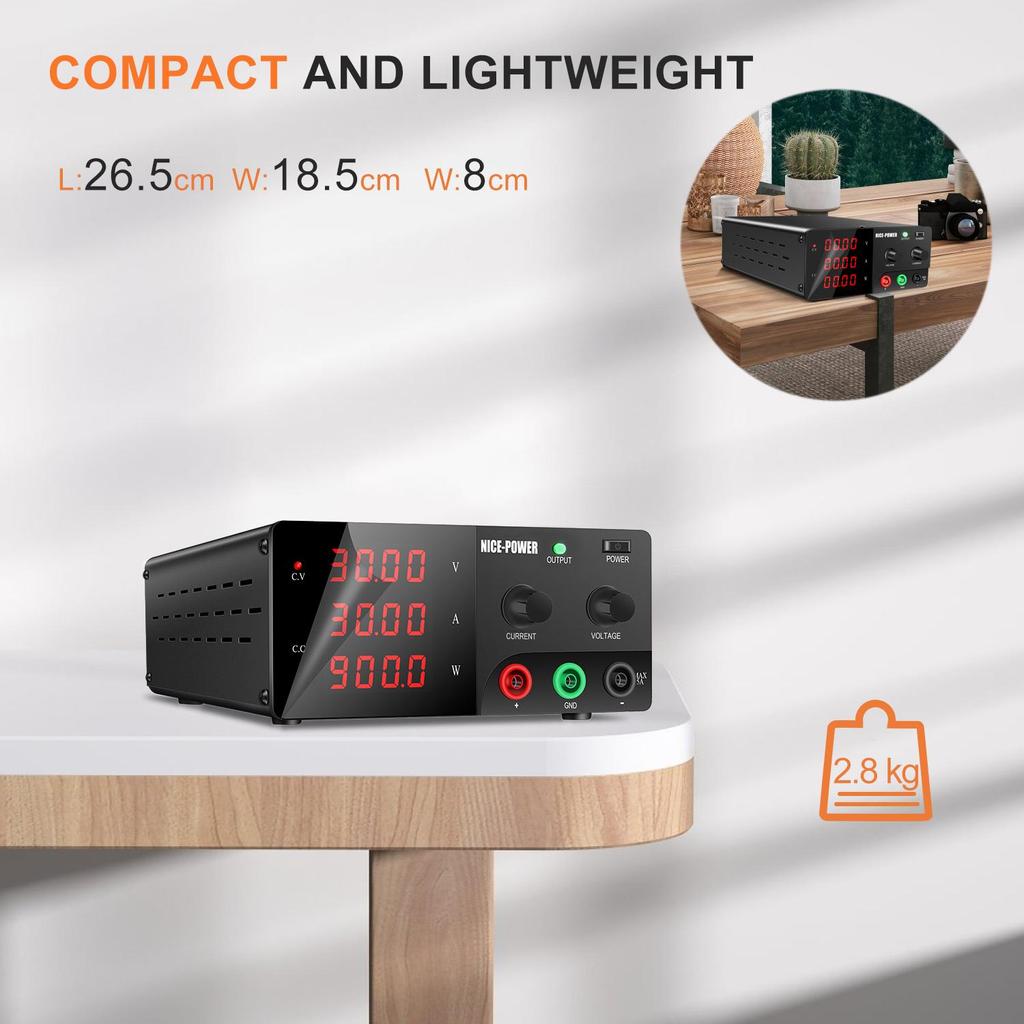 NICE POWER R-SPS3030 0-30В 0-30А 900Вт Высокомощный регулируемый источник питания постоянного тока Настольный стабилизатор напряжения Ручка-энкодер Выходной переключатель Зарядка аккумуляторов Старение