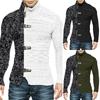 Men's Plus Size Color Block High Neck Cardigan with Leather Buckle - Long Sleeve Knit Sweater, Autumn/Winter Collection