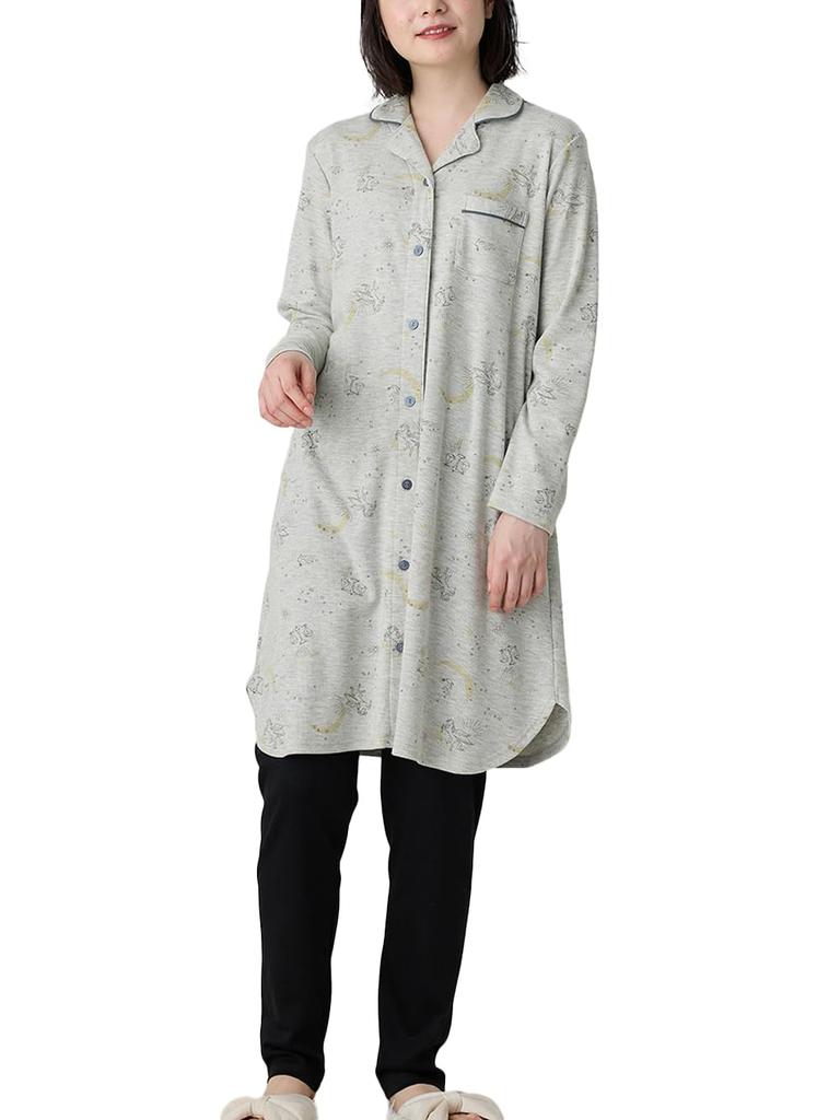 ANGELIEBE Maternity Созвездие Длинный Топ и Брюки Светлый Размер для Кормления и Беременности Пижама, Спереди Открытый, В рубчик, Гладкий, Принт, Рукава, Комплект,