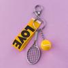 Tennis Racket Tennis Keychain Creative Sports Keyring Letter Tennis Racket Pendant  Gift
