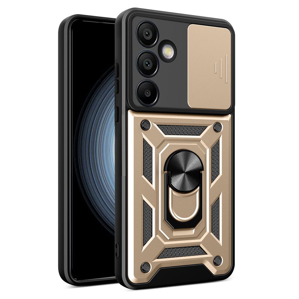 AMORUS Чехол для Samsung Galaxy S24 FE с подставкой, PC+TPU, чехол для телефона со сдвижной шторкой для камеры