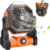 Camping Fan with LED Lantern, Rechargeable Battery Powered Fan with 270°Head Rotation, Stepless Speed for Picnic,Fishing, Travel