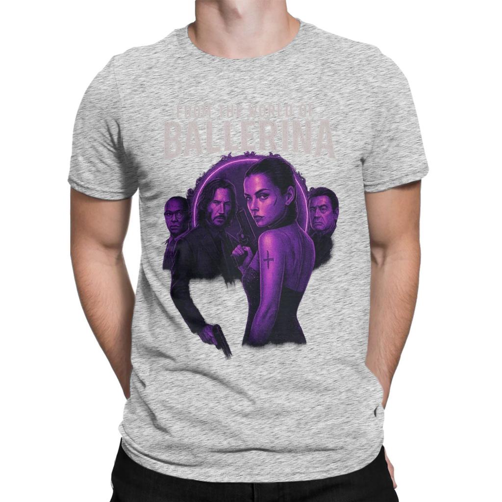From the World of John Wick Ballerina 2025 Movie T Shirt Summer Harajuku T Shirts Men 100 Cotton ONeck Plus Size Top Tees Top