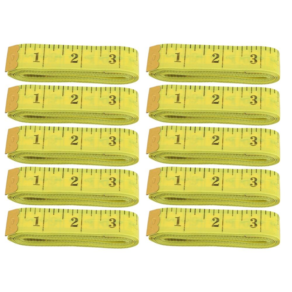 10Pcs 300cm / 120 Inch Flexible Measuring Tape Yellow Dressmaker Ruler For Weight Loss