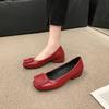 Soft Pu Leather Women's Low Heel Shoes Shallow Mouth All-match Comfortable Pumps Thick Heels Ladies Work Small Single Shoes