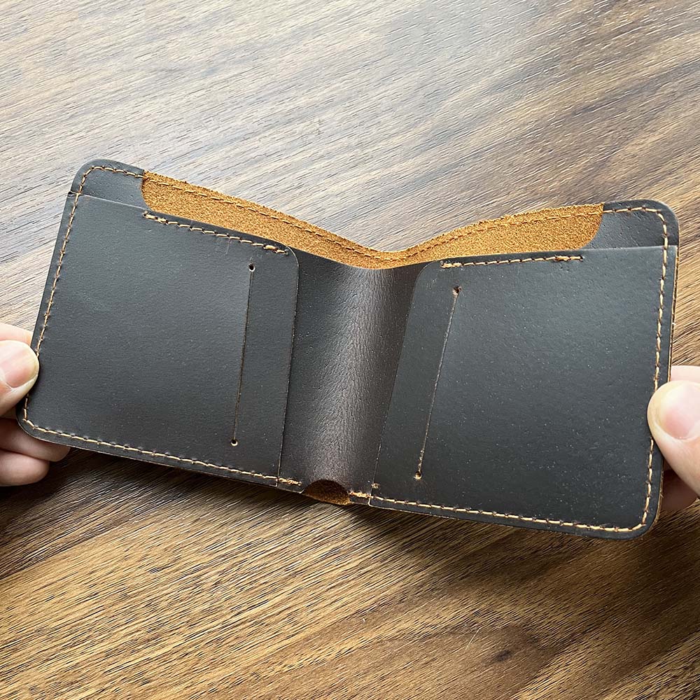 Мужской кожаный кошелек ручной работы, минималистичный дизайнерский мужской кошелек из натуральной кожи