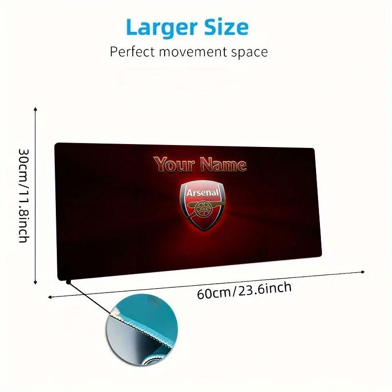 Arsenal F Custom Name Large Size Mouse Pad Large Gaming Table Cushion Non-slip Laptop Tablet Big Mousepad XXL Mat Mini PC Playmat With Lock edge