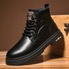 British Men Casual Ankle Boots Outdoor Antiskid Motorcycle Boots High Top Genuine Leather Basic Boot Thick Bottom Round Toe Boot