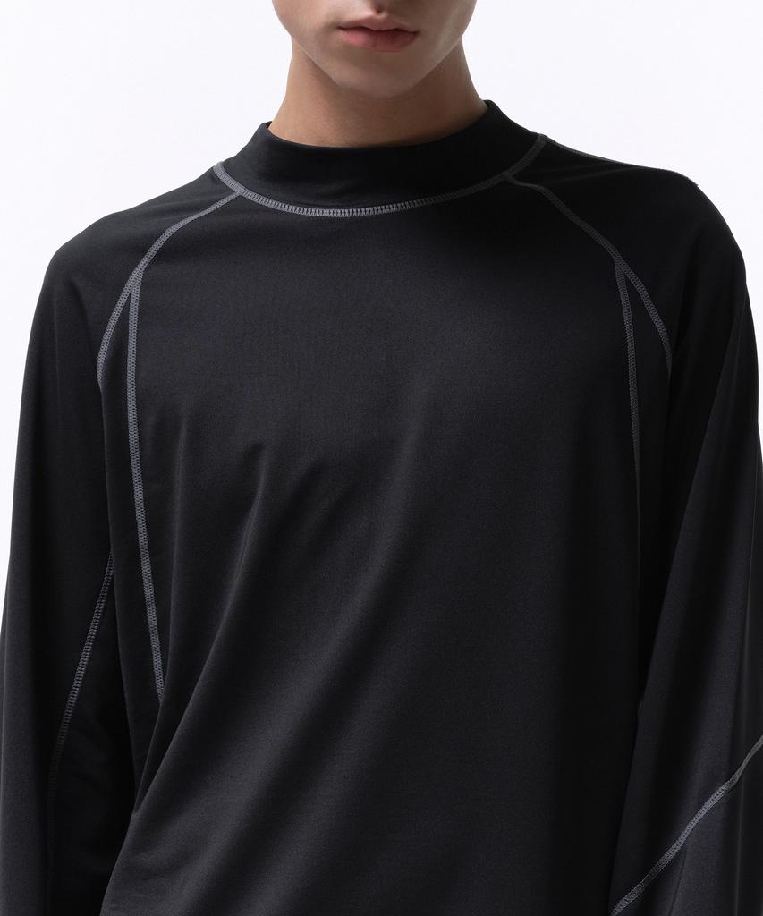 MUSINSA STANDARD [City Leisure] Structured Mock Neck Long Sleeve T-Shirt [Black]