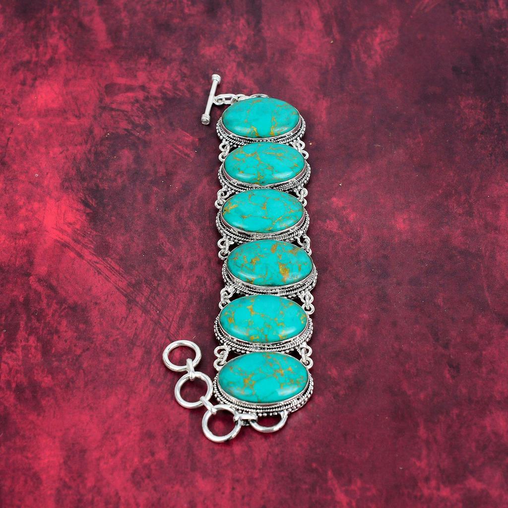 Copper Turquoise 925 Solid Sterling Silver Jewelry, Handmade Bracelet & Necklace Jewelry Set For Her, Wonderful Turquoise Gemstone Jewelry For Women