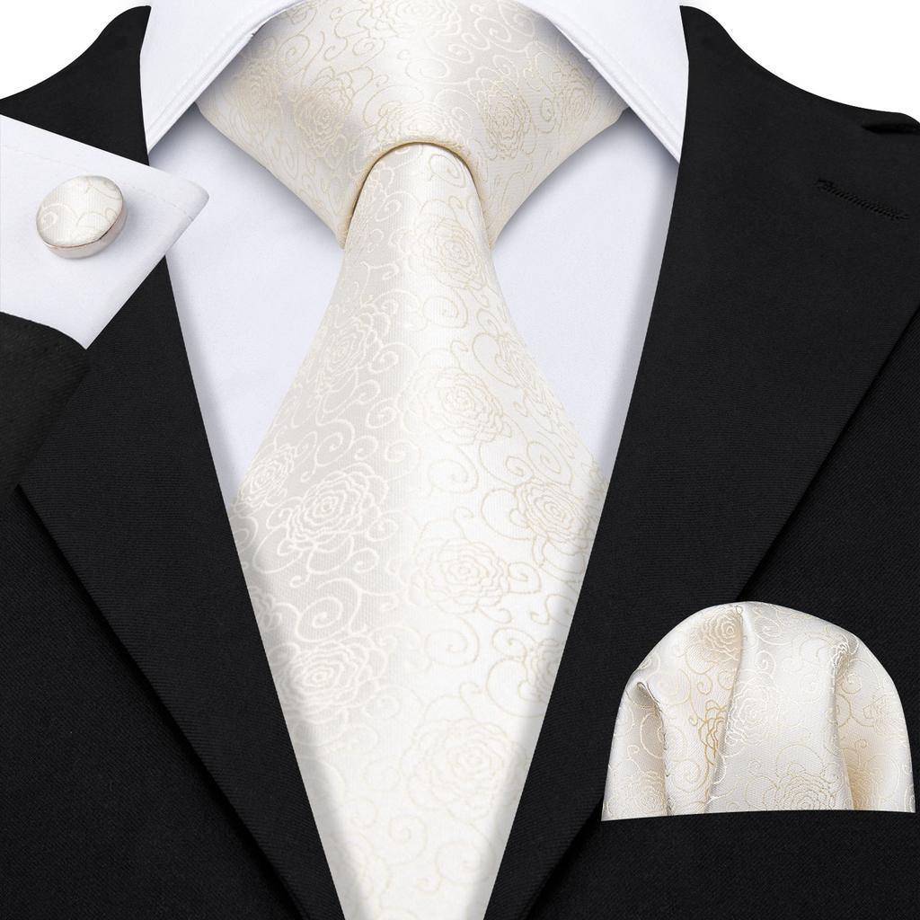 Hi-Tie Новая мода мужской галстук бизнес галстук носовой платок запонки галстук набор