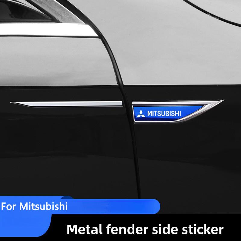 jbvr8 Car Metal Door Side Fender Logo Sticker Emblems Decals For Mitsubishi Outlander Lancer ASX Eclipse Pajero EVO Triton Attrage