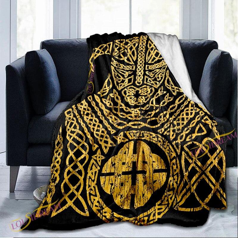 Одеяло с мистическим символом викингов, диванное фланелевое одеяло для отдыха, одноместное одеяло для дивана, психоделическое покрывало на кровать