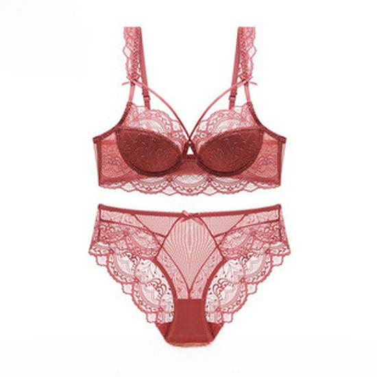 Европейский и американский сексуальный кружевной хлопковый комплект бюстгальтера - Удобный, Дышащий, С поддержкой, Женское нижнее белье больших размеров