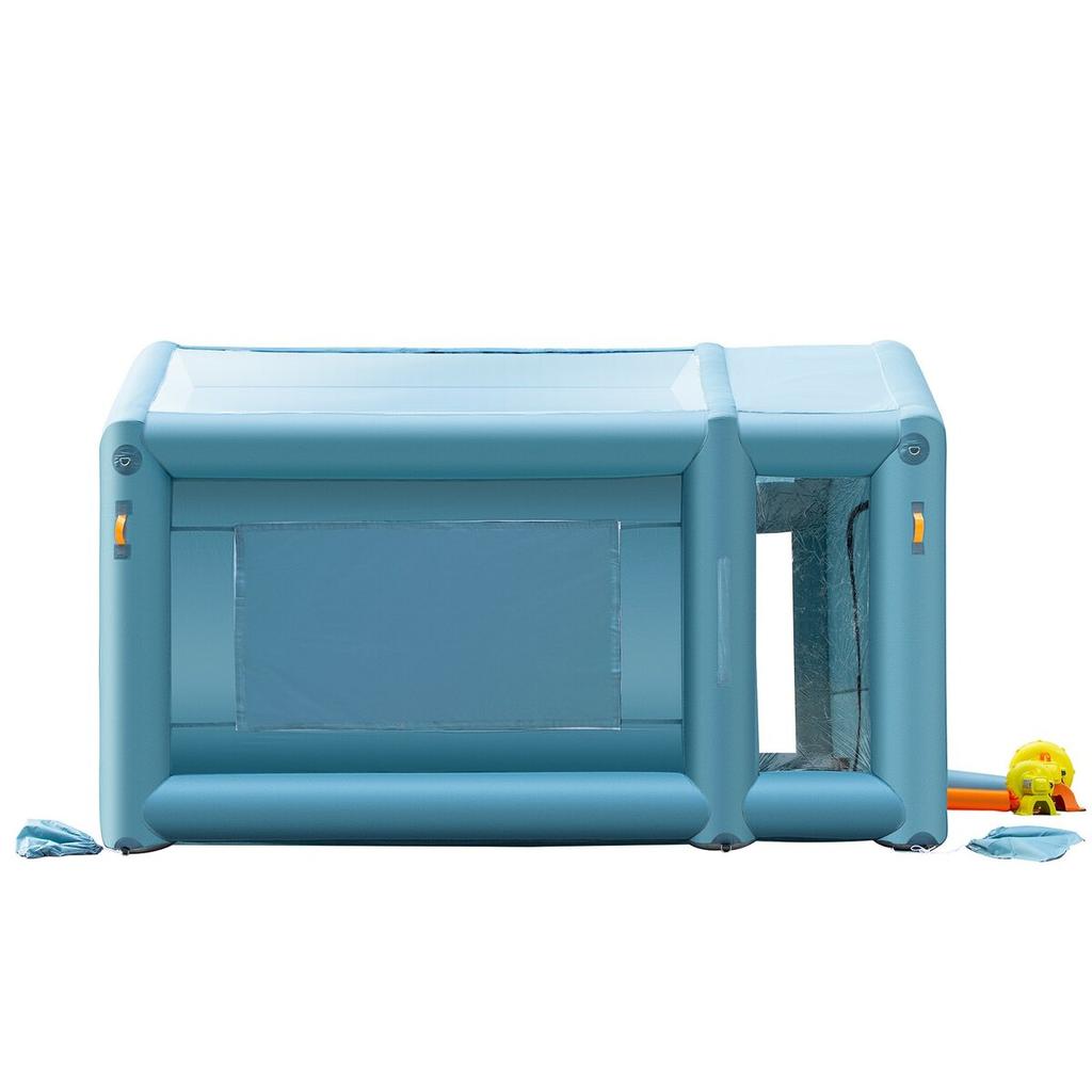 Portable Inflatable Paint Booth, 13 x 8 x 8ft Inflatable Spray Booth, Car Paint Tent w/ Air Filter System & 2 Blowers, Upgraded Blow Up Spray Booth