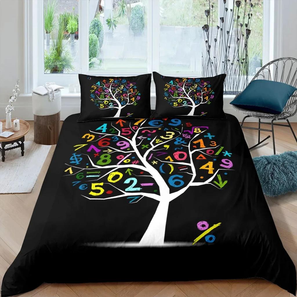 Nature Duvet Cover Psychedelic Tree of Life Gothic Background King Polyester Bedding Set Digital Print